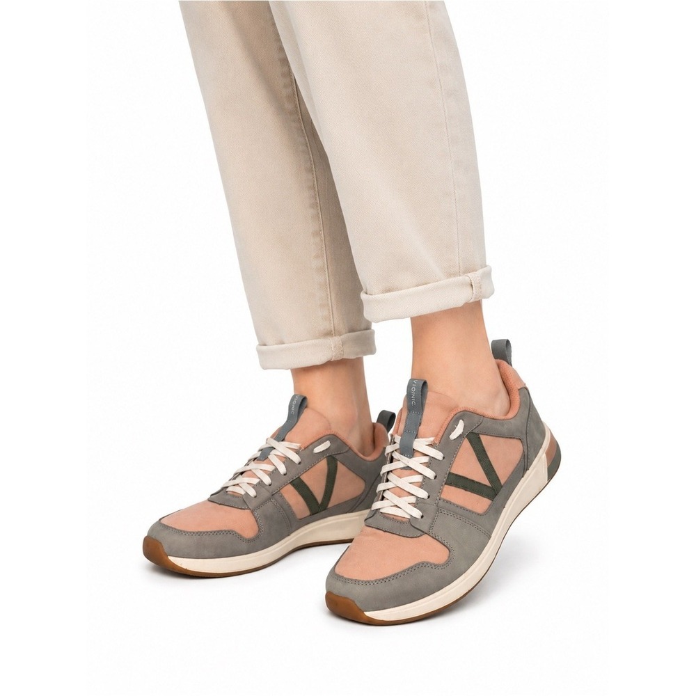 Size 8 Vionic Women's Rechelle Comfort Walking Sneakers Pink Gray